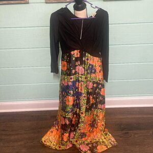 Boho Patchwork Maxi Dress | Long Sleeve Mixed Fabric | Anthropologie Free Style